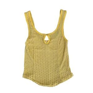 We The Free Yellow Black Polka Dots Sleeveless Womens Tank Top SZ S
